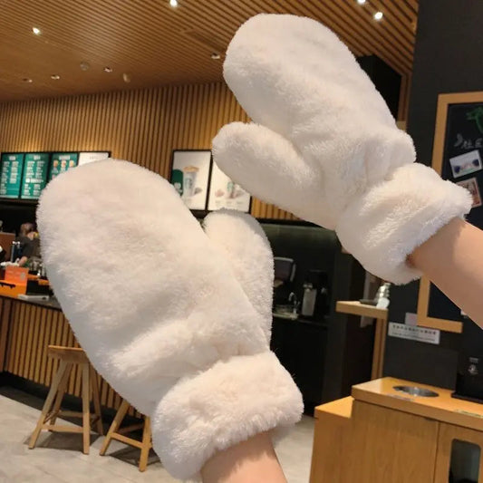 Fluffy Plush Mittens Winter Warm Gloves