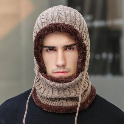 Winter Knit Hat Balaclava with Scarf