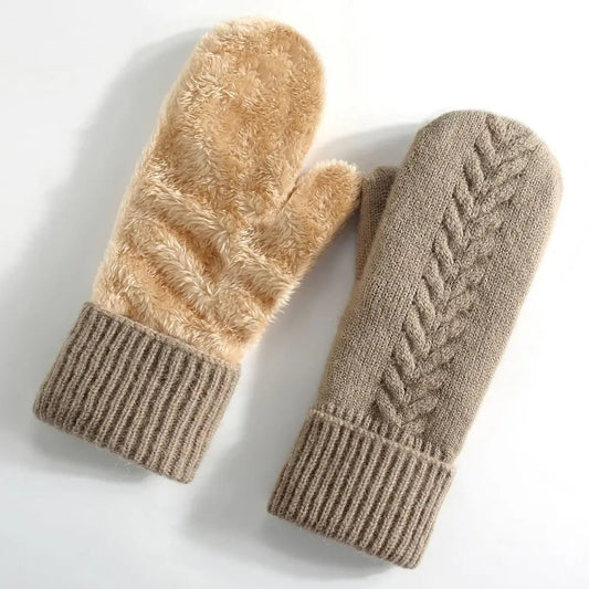 Double Layer Fleece Lined Winter Mittens