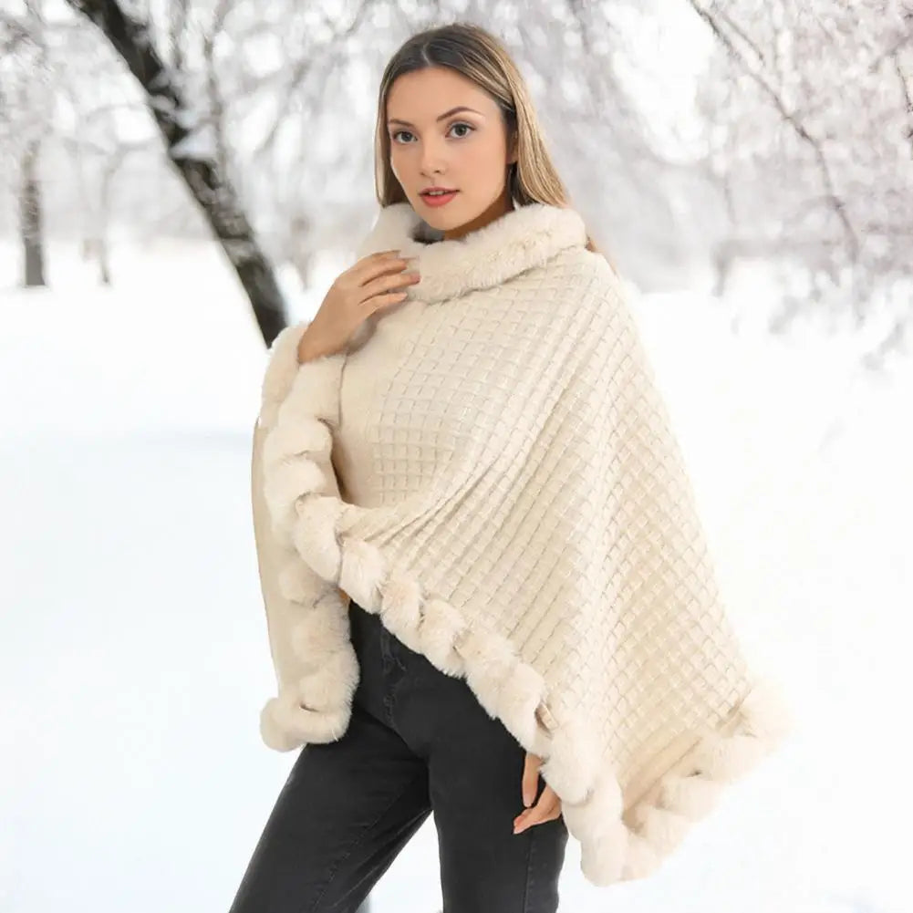 Plush Trim Shawl Cloak for Women — gallery image 1
