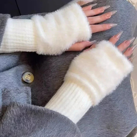 Plush Cozy Fingerless Gloves for Women