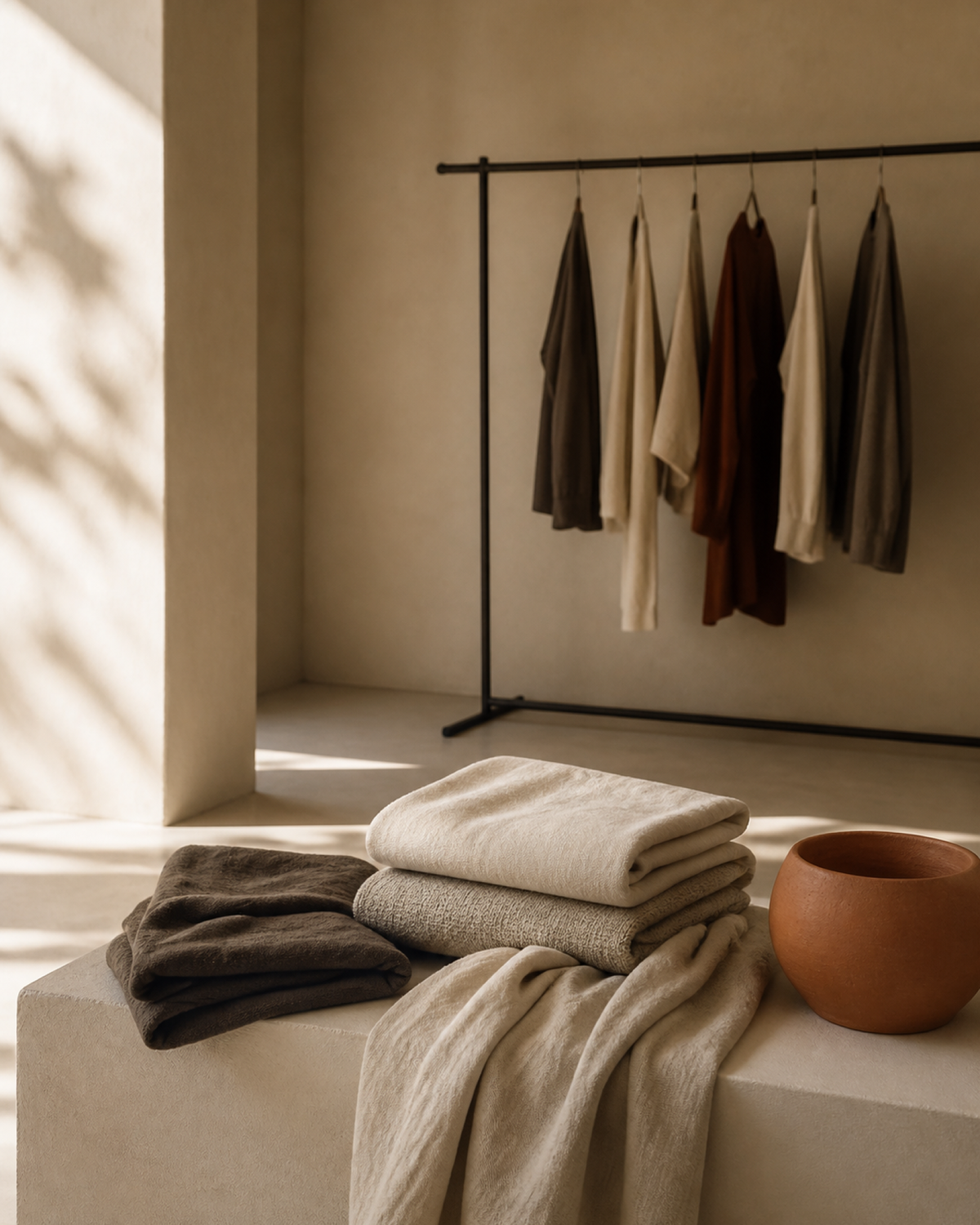 Vireluno editorial wardrobe in warm neutral tones