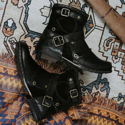 Men's Vintage Style Buckled Ankle Boots