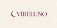 Vireluno wordmark in deep plum with crescent thread symbol